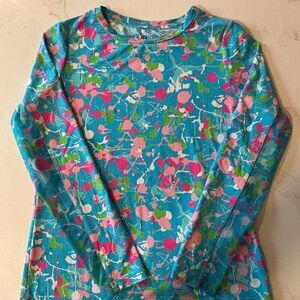 IBKUL Womens Paint Splattered Pullover Sz S Vented Sleeve Stretch Golf Performan